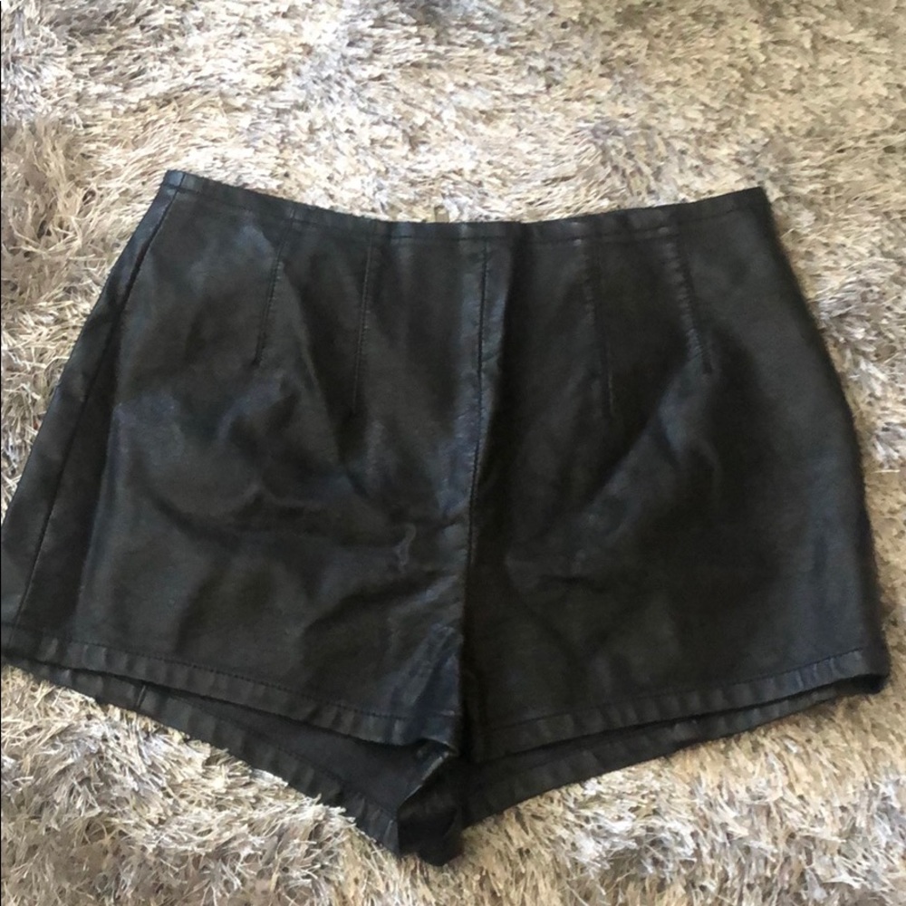 Black Vegan Leather Shorts
